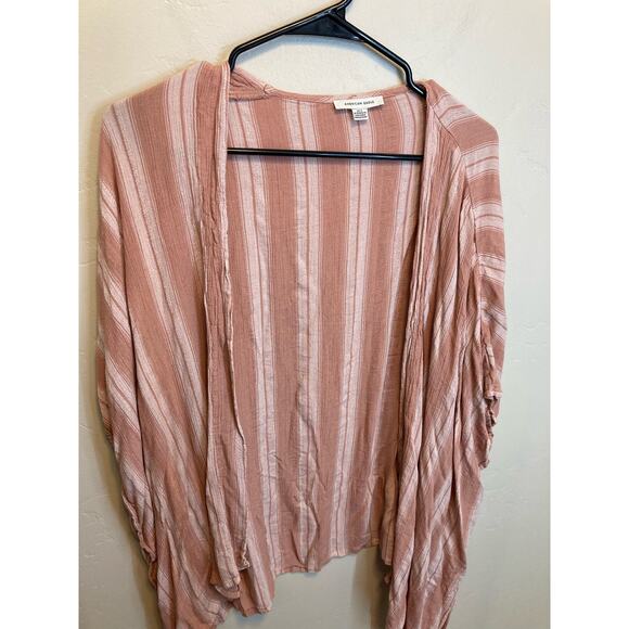 American Eagle Pink Striped Open Loose Kimono Style Shawl Size XS/S - Picture 3 of 9